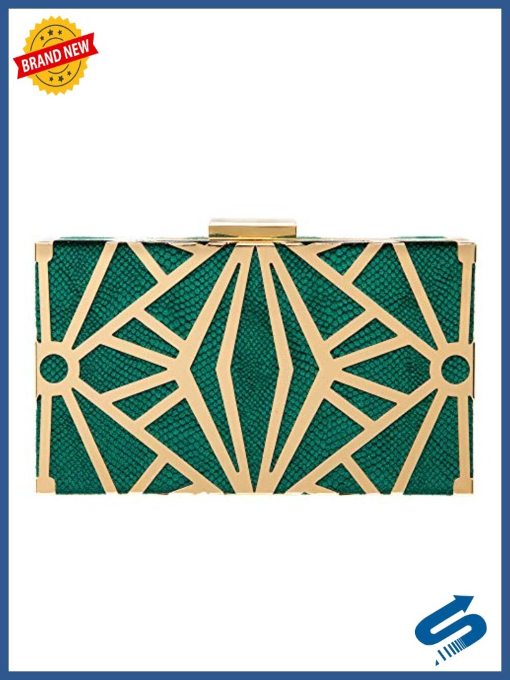 Elegant Velvet Clutch Purse with Gold Metal Hollow Out Decoration, Detachable